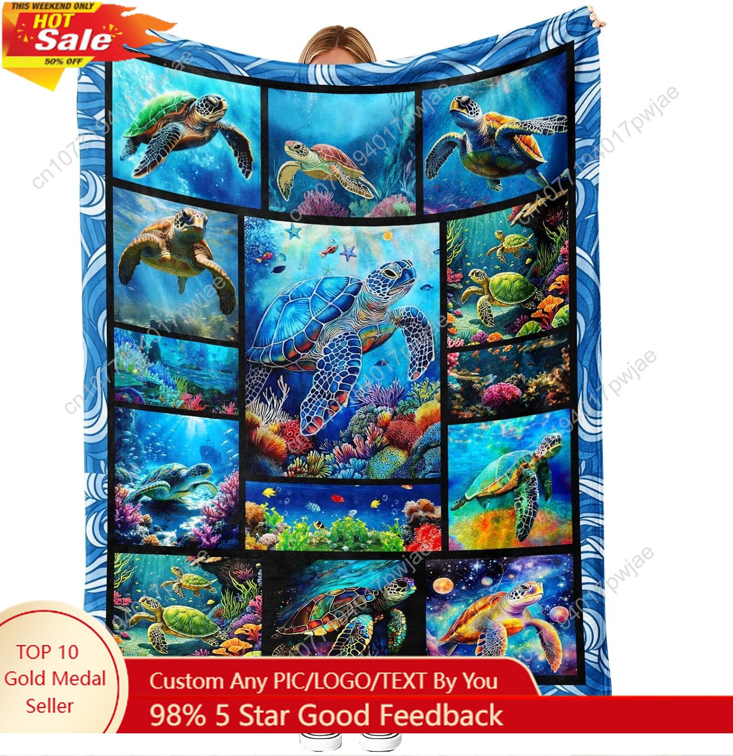 Home Art Textiles - Sea Turtle Flannel Throw Blanket Soft
