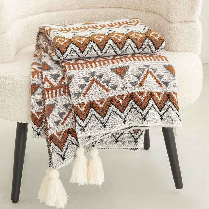 Home Textiles Luxury - Bohemian Style Printed Knitted Blanket Luxury