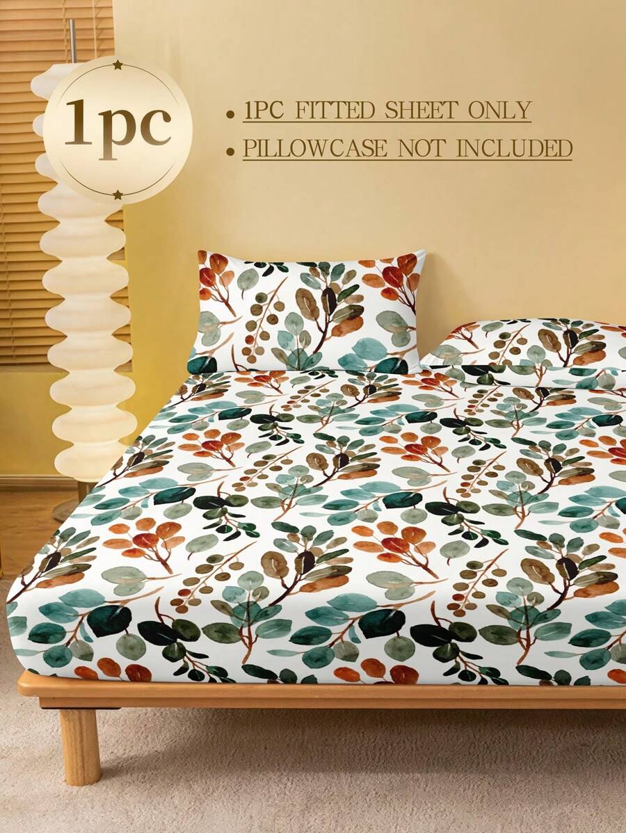 Floral Leaf Printed Fitted She - Fitted Sheet Deep 评论和价格