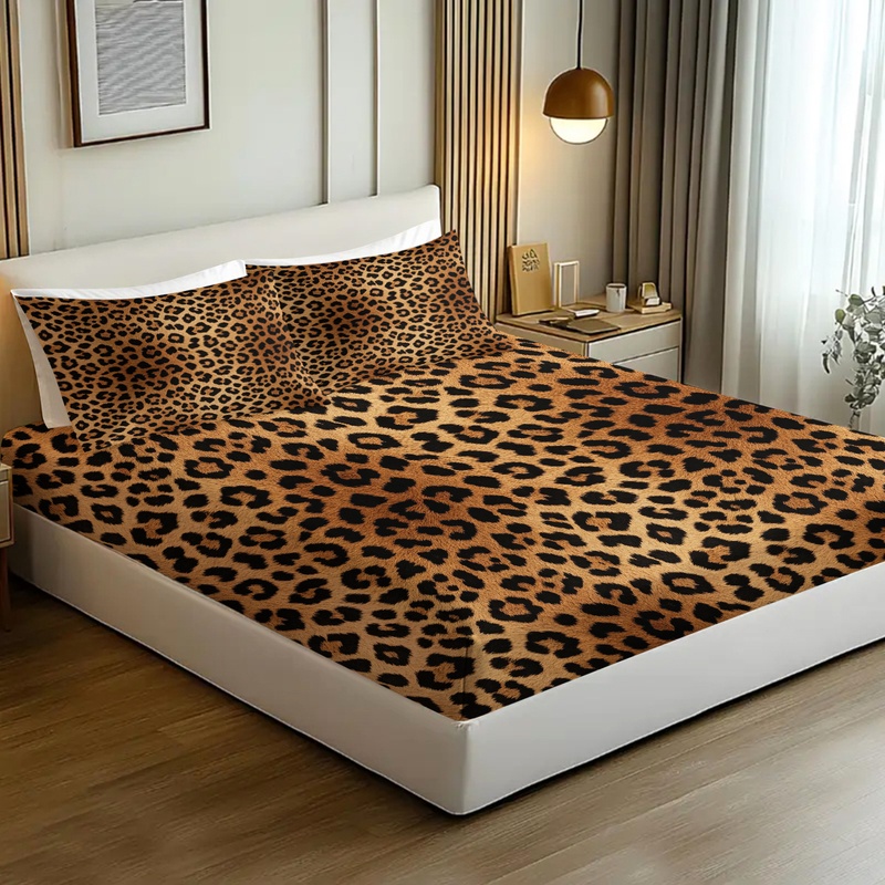 3Pcs Fitted Sheet Set,Retro Le - Fitted Sheet Deep 评论和价格