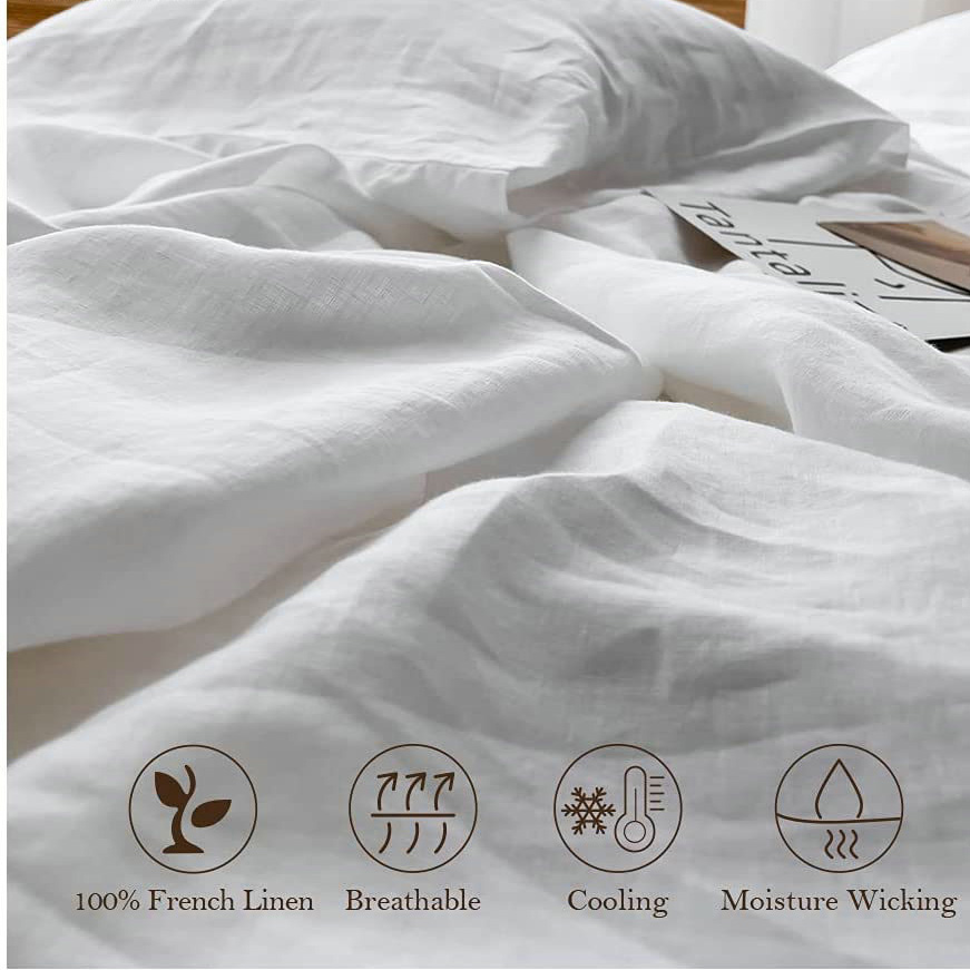 100% Linen Soft Bed Sheets, Qu - Fitted Sheet Deep 评论和价格