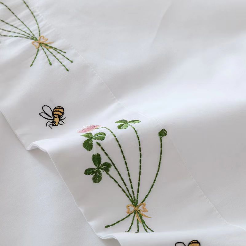 Pure White Bedding Sheet Flora - Home Textiles Luxury 评论和价格