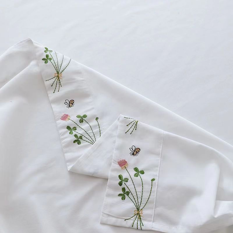 Pure White Bedding Sheet Flora - Home Textiles Luxury 评论和价格