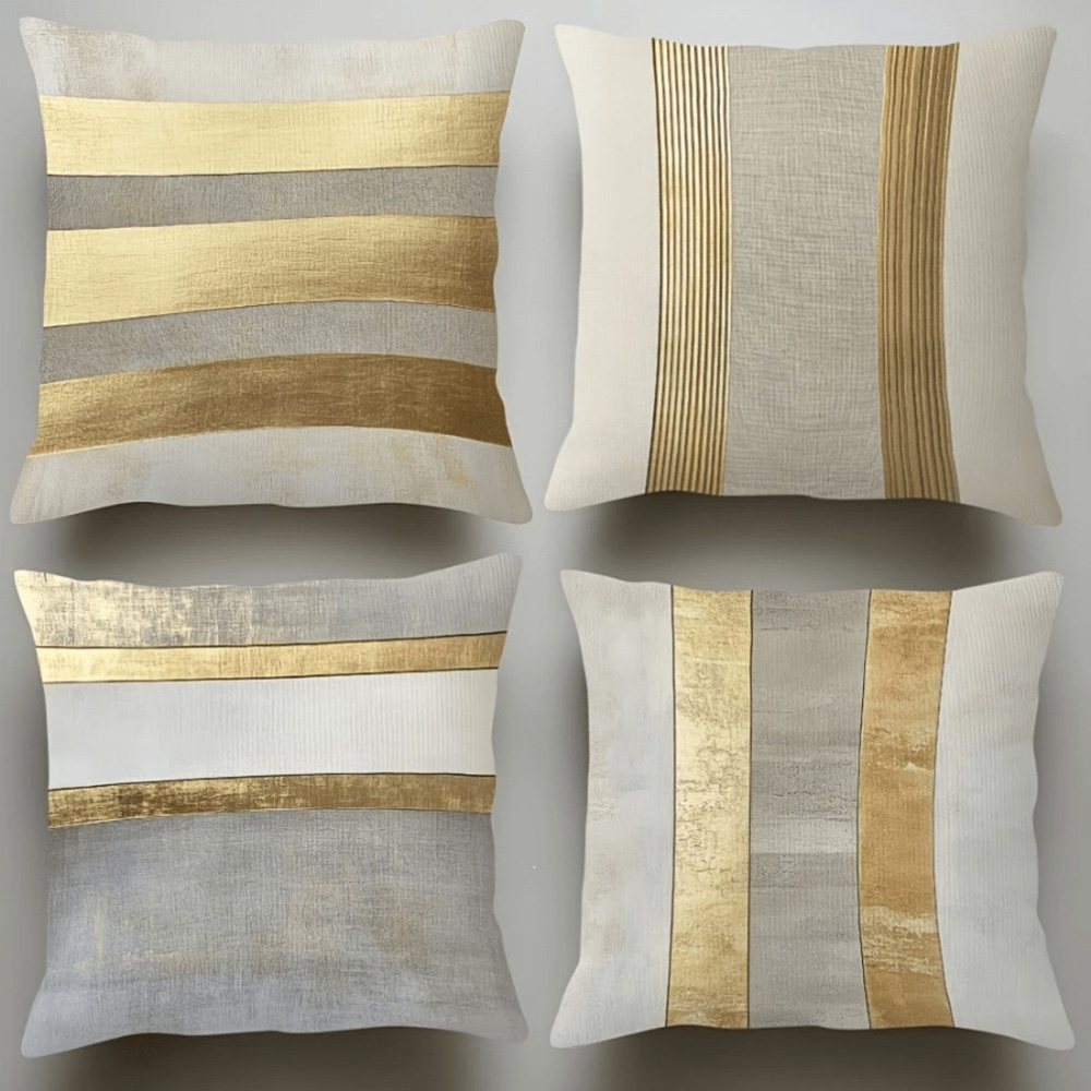 Glamorous Gold and Neutral Str - Home Textiles Luxury 评论和价格