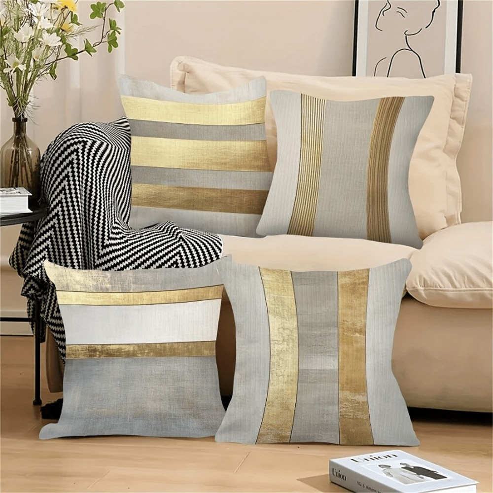Glamorous Gold and Neutral Str - Home Textiles Luxury 评论和价格