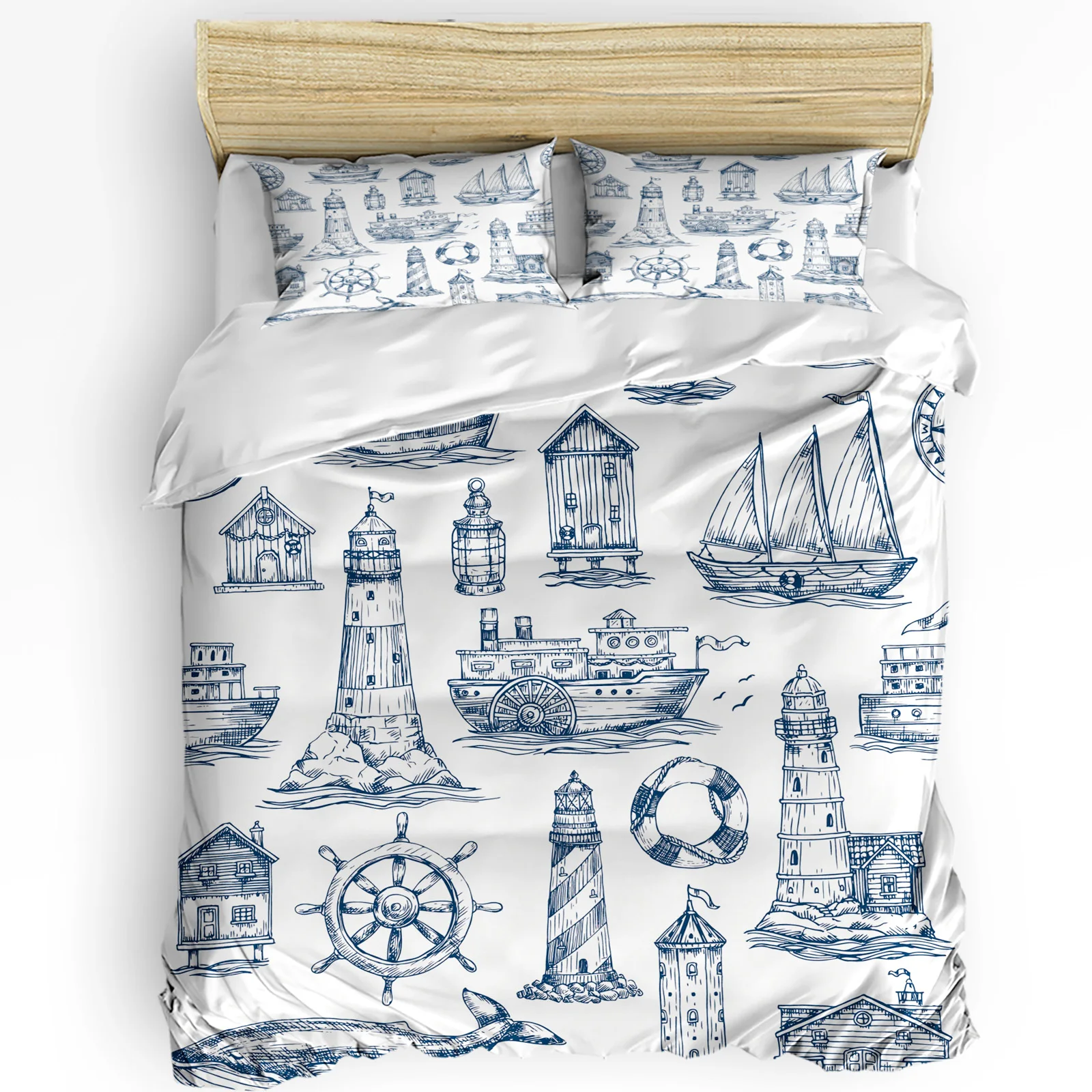Nautical Anchor Ship Lighthous - Home Art Textiles 评论和价格