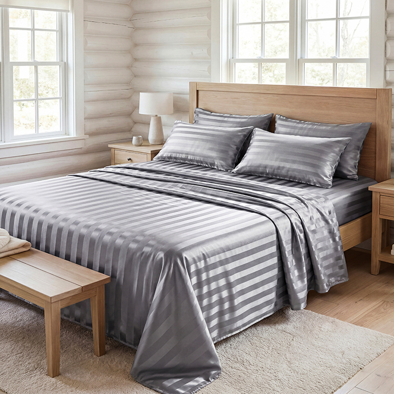 Wrinkle Resistant Striped Sati - Fitted Sheet Deep 评论和价格