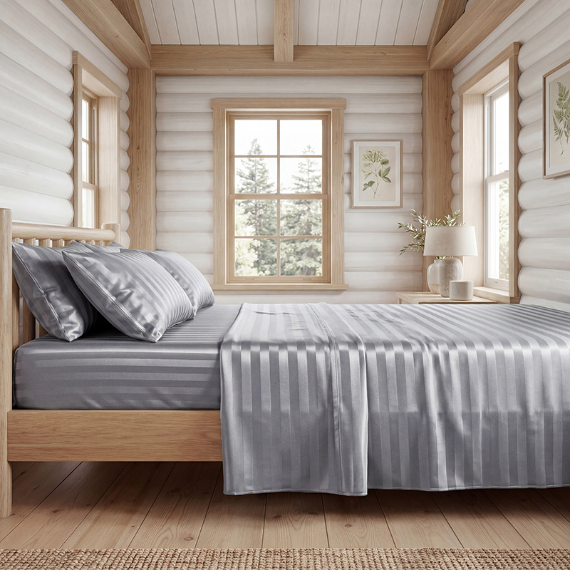 Wrinkle Resistant Striped Sati - Fitted Sheet Deep 评论和价格