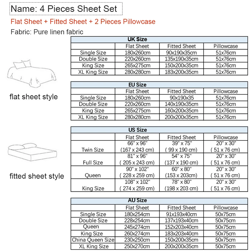 Bed Sheet Set 4 Piece 100% Pur - Fitted Sheet Deep 评论和价格